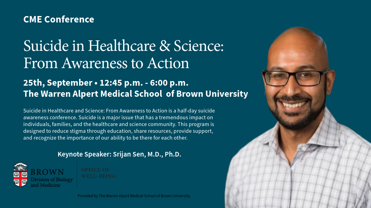 Suicide in Healthcare and Science: From Awareness to Action is a half-day suicide awareness conference. Suicide is a major issue that has a tremendous impact on individuals, families, and the healthcare and science community. This program is designed to reduce stigma through education, share resources, provide support, and recognize the importance of our ability to be there for each other.